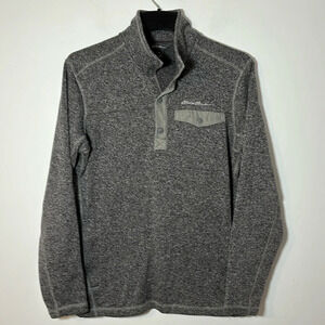 Eddie Bauer 1/4 Snap Fleece Pullover Men Size Medium Grey Purple Outdoor